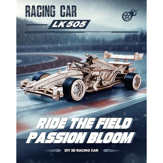 LK505 3D PUZZLE WOODEN PUZZLE ADULT MODEL KIT RACING CAR 5H CONSTRUCTION GIFTS TEENAGER CHILDREN MECHANICAL ROARING MOTOR 8-10 M FORWARD MOVEMENT - Image 2